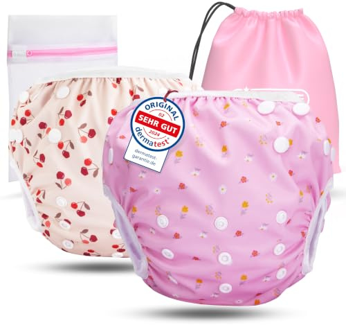 KIDVERSE Schwimmwindel Baby 0-3 Jahre - Set Schwimmwindeln wiederverwendbar | Wiederverwendbare Schwimmwindel - Hautfreundliche Badewindel Dermatest geprüft - Verstellbare Baby Badehose Mädchen & Jungen