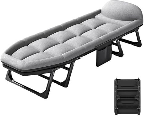 PJDDP Lit De Camping Pliant pour Adultes avec Matelas, Chaise Longue Portable Réglable à 6 Positions, Lit De Couchage Robuste pour L'Extérieur,Tentes,Pêche,Pique-Nique,Voyage,Hôpital,Lit D'Invité