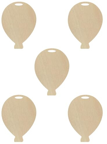 Personalize Pro Trucioli di legno a forma di palloncino con foro, fette di legno fai da te, targhette in legno, sagoma in legno, centrotavola fai da te, materiale in legno naturale, fai da te, fette