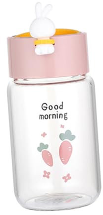 Hoement Cartoon-Kaninchen-glasbecher Personalisierte Wasserflasche Glas-handwerks-trinkflasche Trinkflasche Für Kinder Flasche Für Kaffee Tee Und Andere Getränke