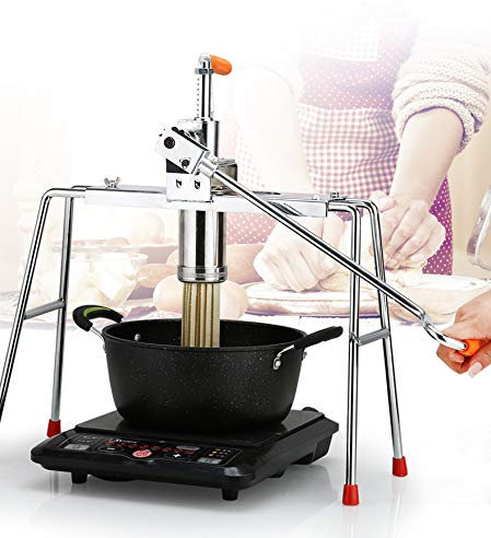 Máquina para Hacer Pasta casera, máquina para Hacer Espaguetis y Fideos de Acero Inoxidable, máquina Manual para Hacer Pasta de macarrones con 7 moldes para Fideos, máquina para Hacer linguini para