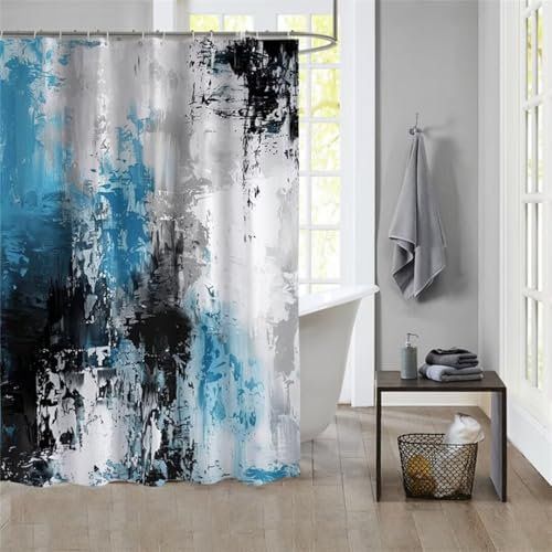 Duschvorhang Painting 180x200cm Beschwerter Saum Wasserdicht Duschvorhänge Waschbar Polyester Stoff Shower Curtains Mit Ösen Duschvorhangringe Bad Curtain Badewanne Badezimmer Vorhang Gardinen 936