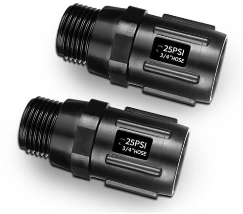 Qaautor Régulateur de Pression D'Irrigation Goutte à Goutte 25 PSI 3/4 Pouces Filetage de Tuyau Réducteur de Pression D'Irrigation Goutte à Goutte - Paquet de 2