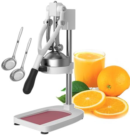 forplubossmmp Spremiagrumi A Mano, Estrattore di Spremiagrumi Manuale, Robot da Cucina con Filtro Rimovibile A V, Spremiagrumi in Acciaio Inossidabile per Bar, Bar, Ristoranti,White
