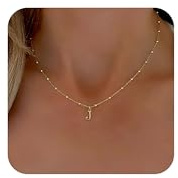 De Amo Sara Mothers Day Gifts - Initial Necklaces for Women, Dainty A-Z Pendant Letter Charm Necklace Personalized Name Necklaces for Women Trendy Jewelry Gift