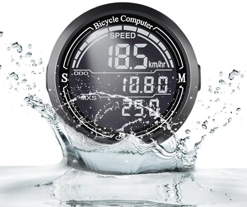 AMFUN Bicycle computer Wireless, 2.2 inch LCD Screen Auto Backlight, Universal 19 Functions, IP67 Waterproof, Bicycle Speedometer and Odometer, Suitable for cycling