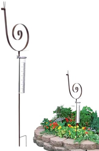Dekorativer Regenmesser, Schneckenform, rostfreier Regenmesser, pflegeleicht und witterungsbeständig, genau/leicht abzulesen, 93 x 20 cm, perfekt für Hof oder Balkon