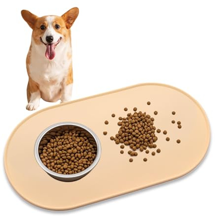 VINPAM Katzen- und Hundefuttermatte mit erhöhten Kanten, Katzenmatten für Futternäpfe, BPA-freie rutschfeste Silikon-Napfunterlage für Verschüttungen, wasserdichte Futtermatte für Haustiere, Geige, 46