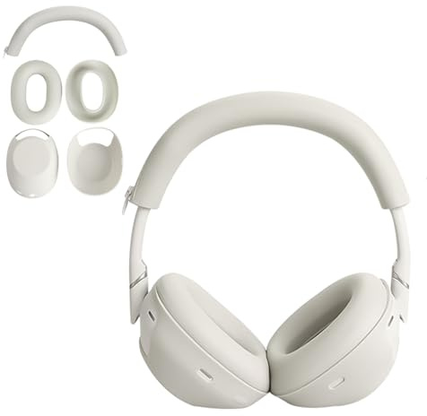 Aiivioll Protective Covers 3-Piece Set for Sony WH-1000XM6 Headphones, Silicone Headphone Cover Sony XM6 EarPad Cover/Ear Cover/Headband Cover | Protector Covers Sweatproof&Easily Washable (Off-White)