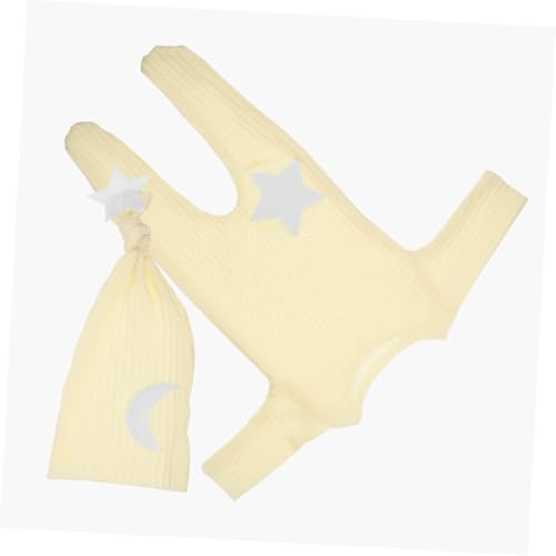 NUOBESTY 1 Satz Neugeborenen Outfit für Fotografie Sternen Mond Strickanzug mit Mütze Eiergeel für Babyfotoshootings Festliche Anlässe