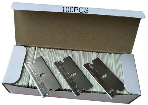 CNGZSY Rasierklingen, Sicherheitsschaber, Kleber, Messer, Glasreiniger, Ersatzklinge aus Karbonstahl, Keramik, Auto-Etikettenentferner (Stahl), 100 Stück