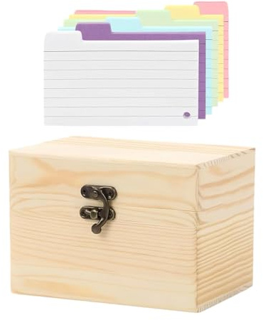 Karteikarten-Box, hölzerner Notizkartenhalter – wiederverwendbare Notizkarten, Organizer für Papier, Schule, Uni, Büro, Rezept, Zuhause, Studenten, Lehrer, Erwachsene