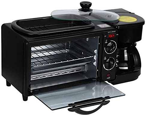 Breakfast Station 3 in 1 Toaster Oven, Frying Pan & Coffee Maker - Multifunction Retro Small Kitchen Appliance