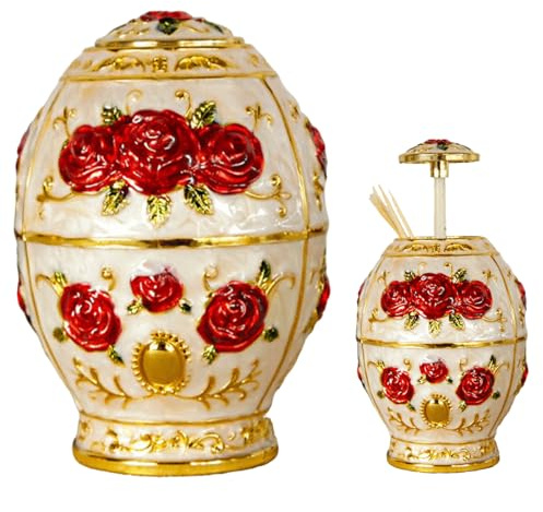 Dispenser per stuzzicadenti automatico retrò, elegante in lega di zinco pop-up con motivo floreale, portasticadenti portatile decorativo per casa, ristorante, bar, ideale come regalo (A)