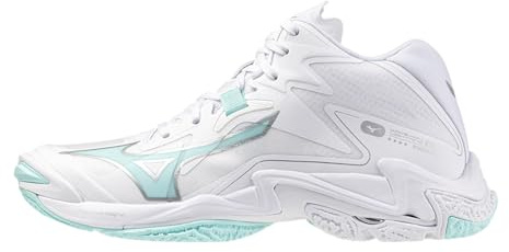 Mizuno Wave Lightning Z8 Mid, Chaussures de volley-ball Femme, White/Blue Tint, turquoise, 37 EU