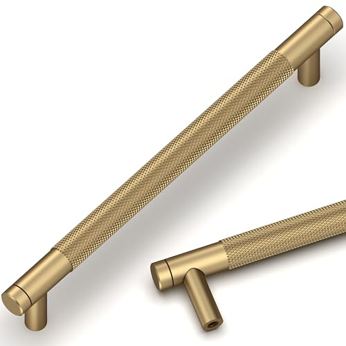 Talentedeco 10 Pack Champagne Bronze Pulls, 160mm(6.3Inch) Center to Center Hole Center, Kitchen Cabinet Handles for Drawer Dresser, Cupboard and Wardrobe