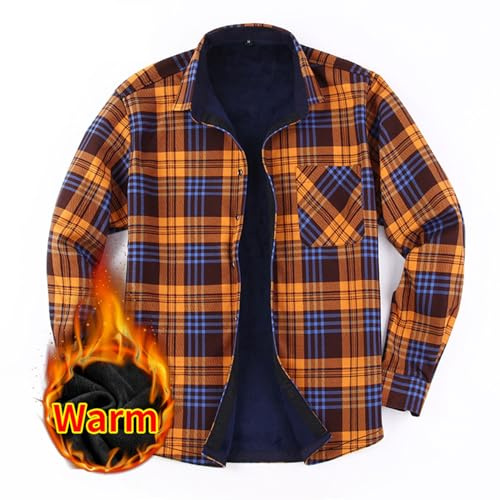 Generisch Camisa de leñador para hombre de forro polar a cuadros, camisa de franela cálida de manga larga, solapa Sherpa, chaqueta térmica de peso pesado, chaqueta de forro polar, camisa de ocio
