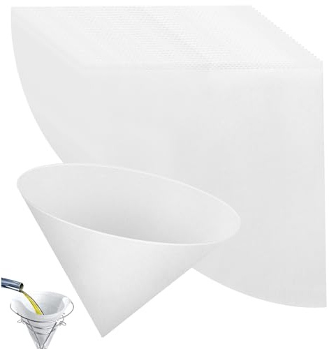 25 Pack 10 Deep Fryer Oil Filters Non Woven Cooking Oil Cones Strainer Maple Syrup Beeswax Filter Disposable White Grease Kitchen Filters for Hotels Restaurants Cafes Food Trucks