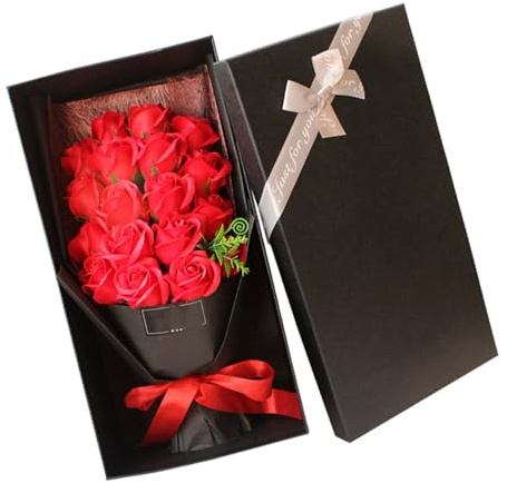 Baluue Bouquet di Rose di Sapone Profumato 18 Pezzi Fiore Artificiale Decorativo Scatola Regalo per San Festa della Mamma e Compleanni Confezione Elegante per Casa e Matrimoni