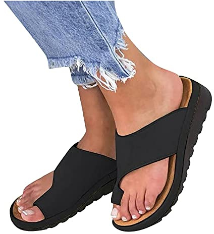 Générique Sandale Orthopedique Femme Confortable Mules Plateforme pour Hallux Valgus Pantoufles Compensées Chaussons d'été Chaussures de Plage Printemps Été Sandales Compensées Orthopédique