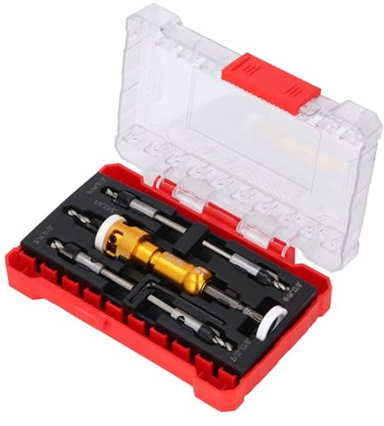 Jeanoko Juego de Brocas Avellanadoras para Carpintería, Juego de Brocas Avellanadas con Tornillos Eficientes para Carpintería, 5 Piezas para