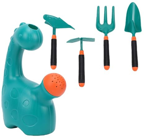 Mrisata Set da Giardinaggio per Bambini Strumenti per Scavare Sabbia in ABS Annaffiatoio Grembiule Borsa per Riporre Oggetti Verde per L'apprendimento All'aperto