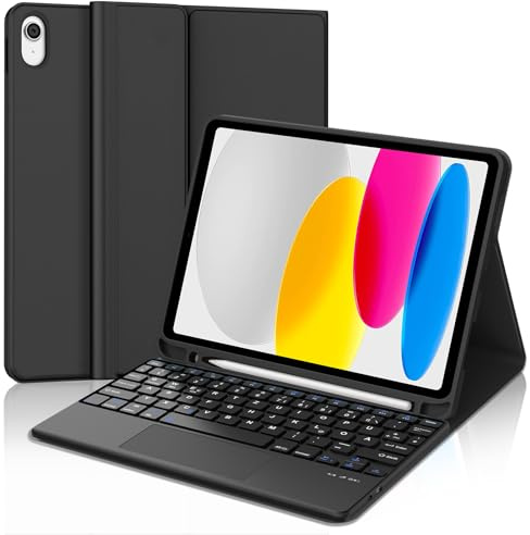 Tiiomioon Funda con teclado para iPad 11 generación A16/10 generación (2025/2022), teclado Bluetooth magnético para iPad 11/10 Gen 11/10.9 pulgadas con touchpad y soporte para bolígrafo, QWERTZ, negro