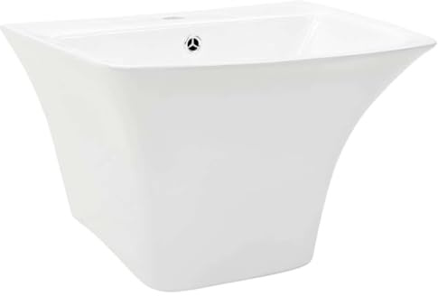 Mhdvray Lavabo bagno bianco 53 x 44 x 37 cm in ceramica smaltata moderno lavabo da parete salvaspazio per ospiti WC e piccoli bagni