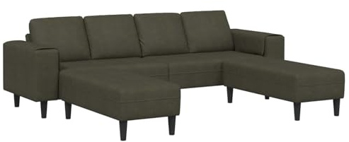 QJBSAVVA Modernes Wohnzimmer Sofa Set 3-teilig, Elegante Couchgarnitur mit 2 Ottomanen, Olivegrün Polstersofa mit Sperrholz-Basis und Schaumstoff-Kissen für 4 Personen, 250 cm Breit