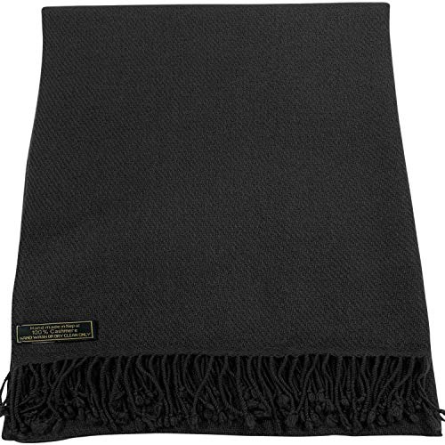 CJ Apparel 100% cachemira chal pashmina bufanda envoltura estola cabeza envoltura cubierta cara cara cubierta hecha a mano en Nepal nuevo, Negro -, talla única