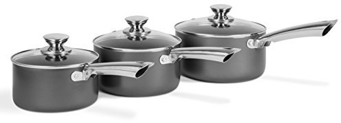 Morphy Richards 973023 Accents Induction Saucepan Set, Non Stick Ceramic Coating, Easy to Clean, Titanium, 3 Piece, 16/18/20 cm