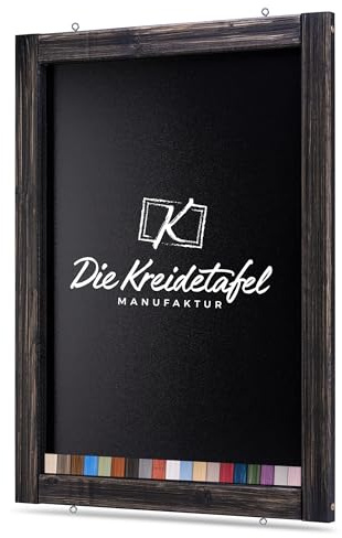 Rustikale Tafel Kreidetafel Wandtafel Küchentafel mit Holzrahmen zur Beschriftung mit Kreide im Landhausstil in verschiedenen Größen und Farben (Schwarz, 50x100cm)