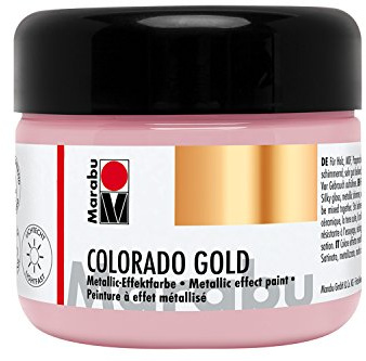 Marabu 12640025734 - Metallic Effektfarbe, Colorado Gold rosé Gold 225 ml, auf Wasserbasis, lichtecht, wetterfest, schnell trocknend, zum Pinseln und Tupfen auf saugenden Untergründen