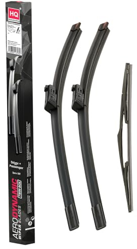 HQ AUTOMOTIVE Wiper Blades for BMW X1 (F48) 2015-2021, UK Version (RHD) | 3-piece front, 26 in + 16 in & rear 13-in set, Top Lock 16mm connector, graphite-coated rubber, rain sensor ready