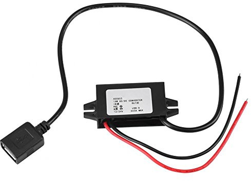TOPINCN DC-DC Adapter Intelligent Security 12V/24V to USB 5V 3A Converter Regulator Cable Wires 1Pc
