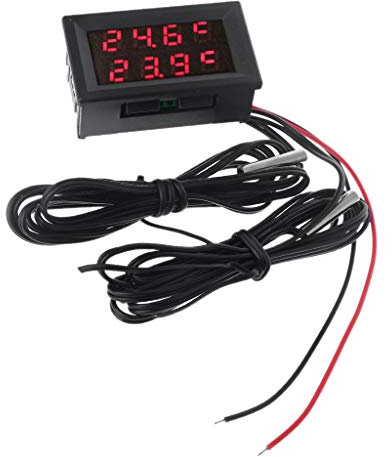 Dual Display Digital Thermometer Temperature Sensor Tester with 2 NTC Waterproof Metal Probe by Keaiduoa