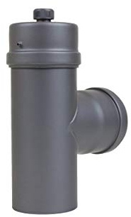 LANZZAS Tubo de pellets en T con cápsula de condensado, diámetro DN Ø 80 mm, en color gris fundido, pellets, tubo de estufa, tubo de humo, pieza en T, para su estufa de pellets.