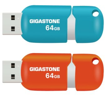 GIGASTONE Lot de 2 Clé USB 64 Go, V10 Série, Clés Rétractables pour PC Ordinateur Portable MacBook, Compatible avec Windows Mac Linux, USB 2.0 Flash Drive Stockage, Mixte Couleur - Turquoise Rouge