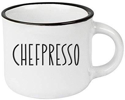 Espressotasse vintage| Mini Keramik Becher zum verschenken | 95 ml | Chefpresso, Weiß