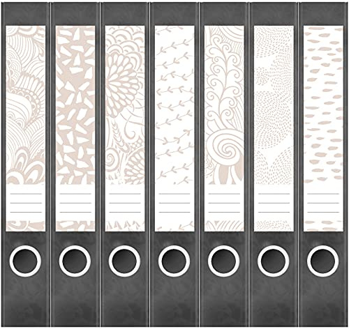 Etiketten für Ordner | Deko 21 Muster Mix | 7 Aufkleber für schmale Ordnerrücken | Selbstklebende Design Ordneretiketten Rückenschilder