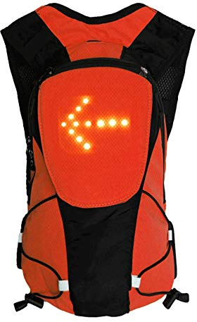LEDWARNING Sac à Dos 5L à 48 LEDs Clignotant réfléchissant avec Signalisation de Direction pour Vélo et Trottinette. Télécommande et USB Rechargeable. Vendeur et Stock en France (Orange)
