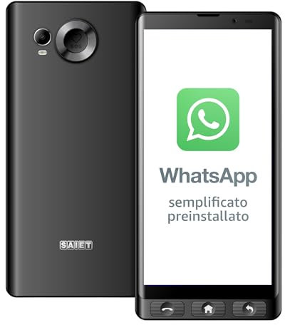 SAIET - Cellulare Smart Senior STS600 MAX Per Anziani 4G e Bluetooth - Tasti e Lettere Grandi - Smartphone con Whatsapp e SOS