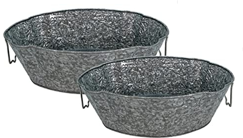 DARO DEKO Metall Pflanzschale verzinkt - 2er Set - Zinkwanne