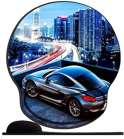 Tapis de Souris avec Repose Poignet Voiture de Sport panoramique Ergonomique Repose Poignet Gel avec Gel Antidérapant à Base de PU Tapis Souris Ergonomique Support Souris pour Bureau