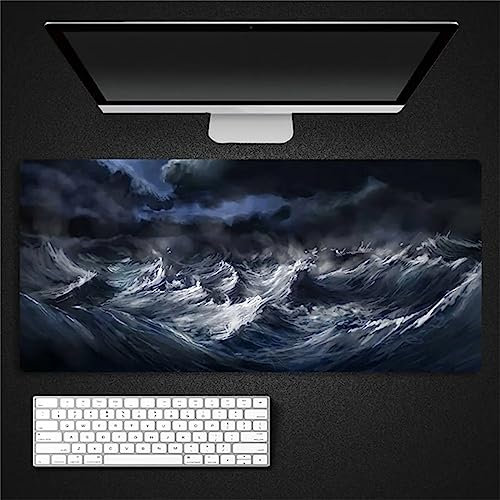 Gaming Mauspad Schwarz-Weiß-Landschaft, XXL Gaming Mauspads 47.2x23.6x0.1 Zoll Verlängertes Großes Mauspad Schreibtischauflage, rutschfeste Gummibasis Einfach Zu Reinigen für Gamer/Desktop/Büro