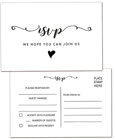RSVP Postcards, Pack of 50 Blank RSVP Cards Stock for Weddings, Receptions, Showers, Birthday Parties, Celebrations, and Special Events, No Envelopes Needed 4x6