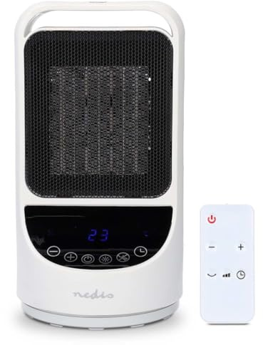 Nedis HTFA22WTW - Termoventilatore in ceramica PTC SmartLife - Wi-Fi - 1500 W - 2 livelli di calore - Oscillazione - Indicatore di temperatura 10-49°C - Controllo app - Alexa & Google Assistant