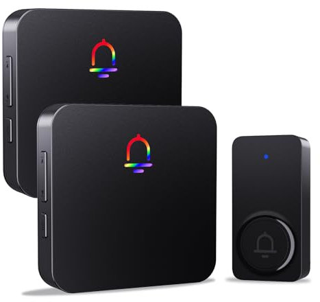 Wireless Doorbells for Home with 2 Plug-In Receivers, Waterproof Door Chime at Over 1300 Feet,Door Bell Ringer Wireless,With a Maximum Volume of 120 dB, Adjustable Volume and LED Flash
