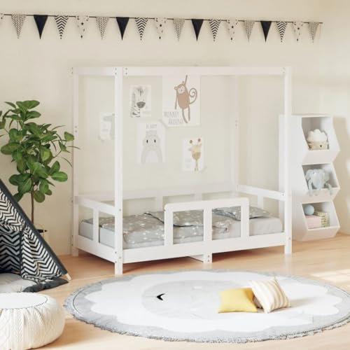 SKM Cuna blanca 70 x 140 cm madera maciza de pino, 18,8 kg, color blanco