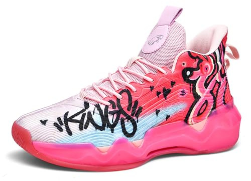 Uhclrr Herren Basketball Schuhe Gym Sportschuhe Anti Rutsch Basketball Schuhe Outdoor Jungen Basketball Schuhe(39 EU, Pink)